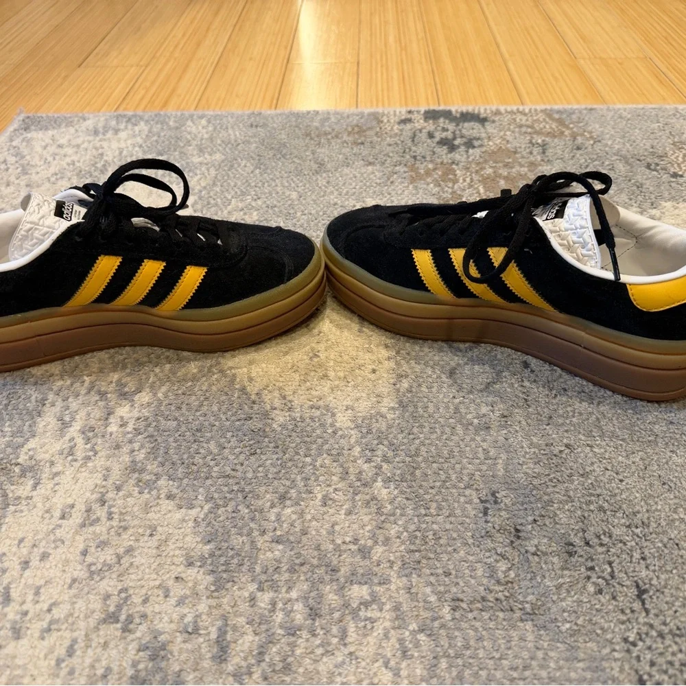 adidas Gazelle Platform Sneakers in Black and Yellow